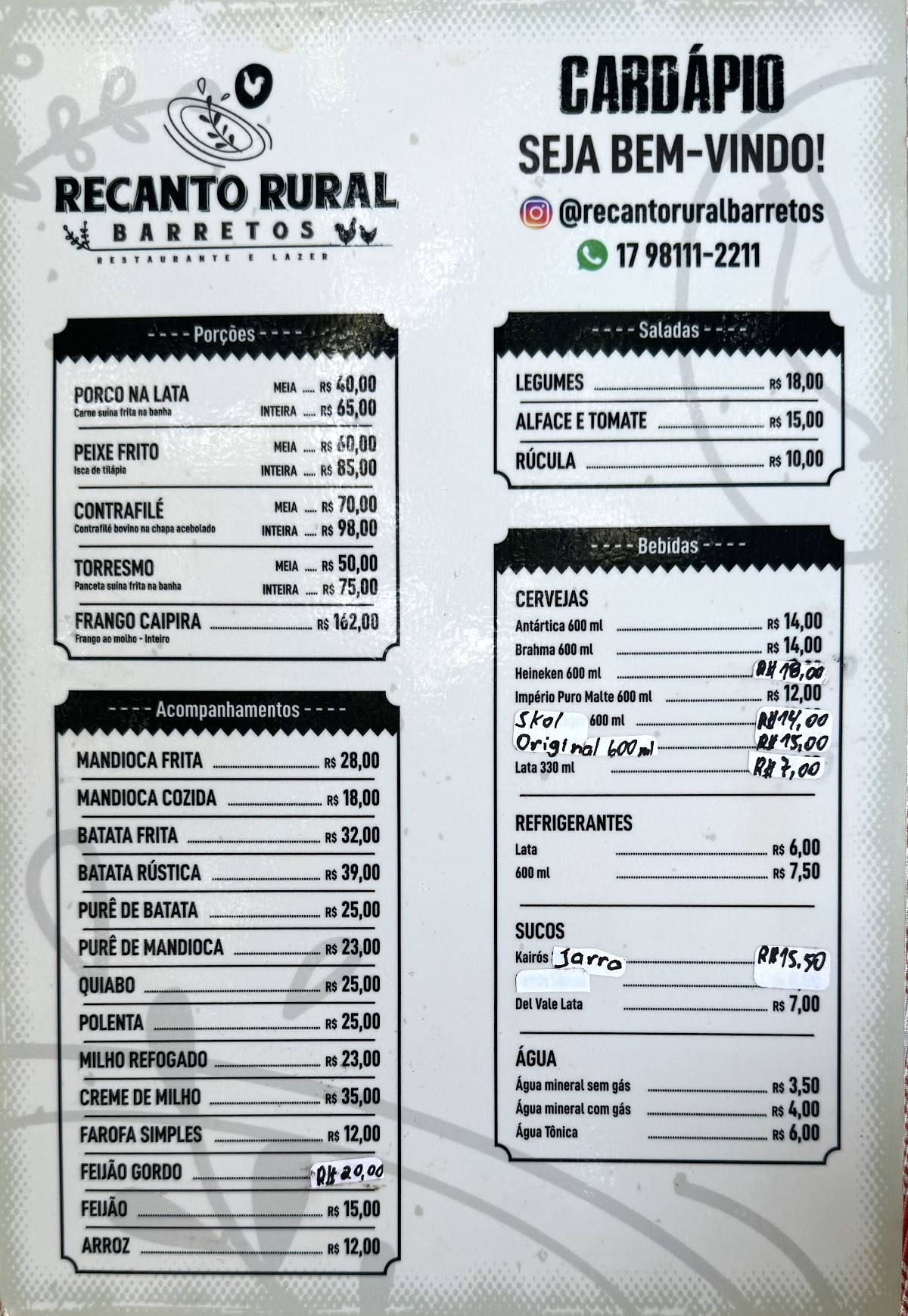 Recanto Rural Barretos cardápio