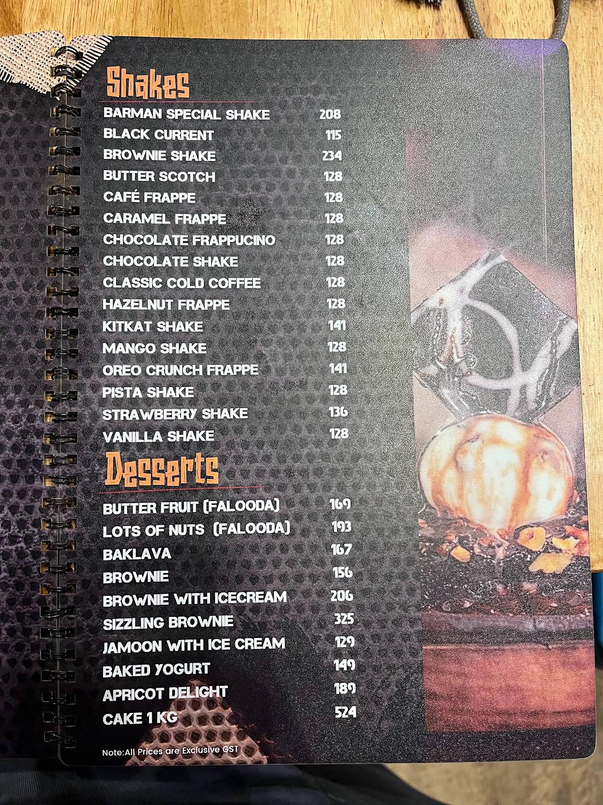On The Rocks menu