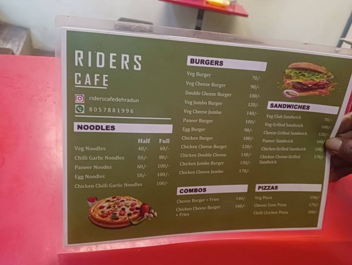 Riders Cafe menu