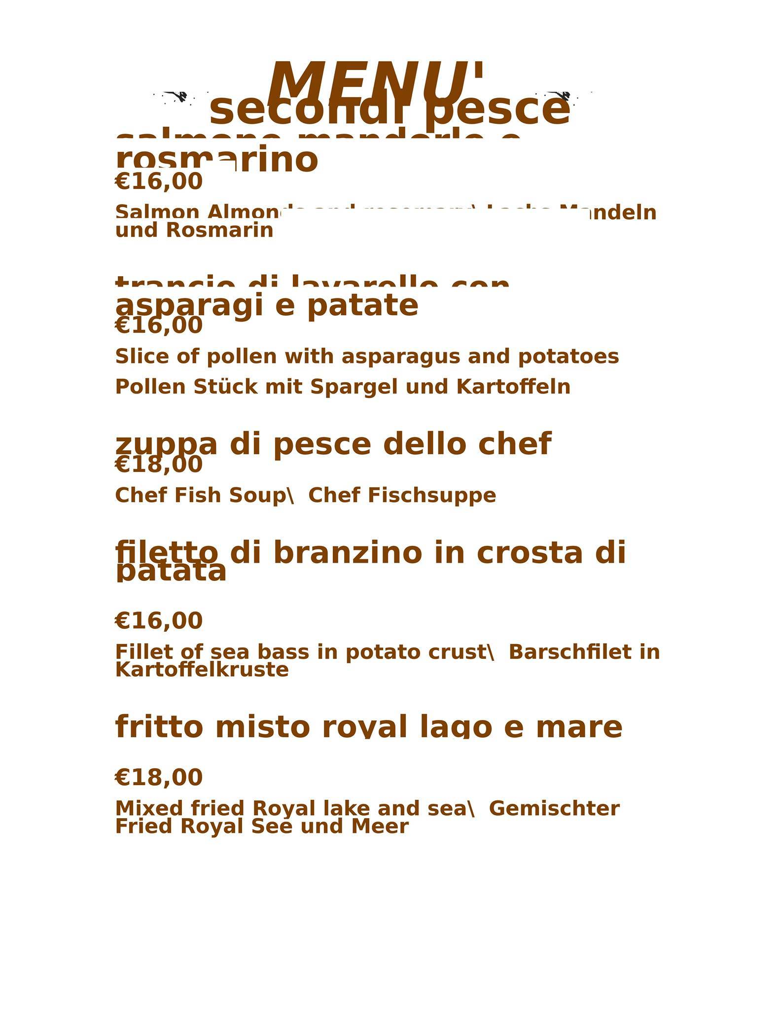 Menu di Ristorante AVAV 