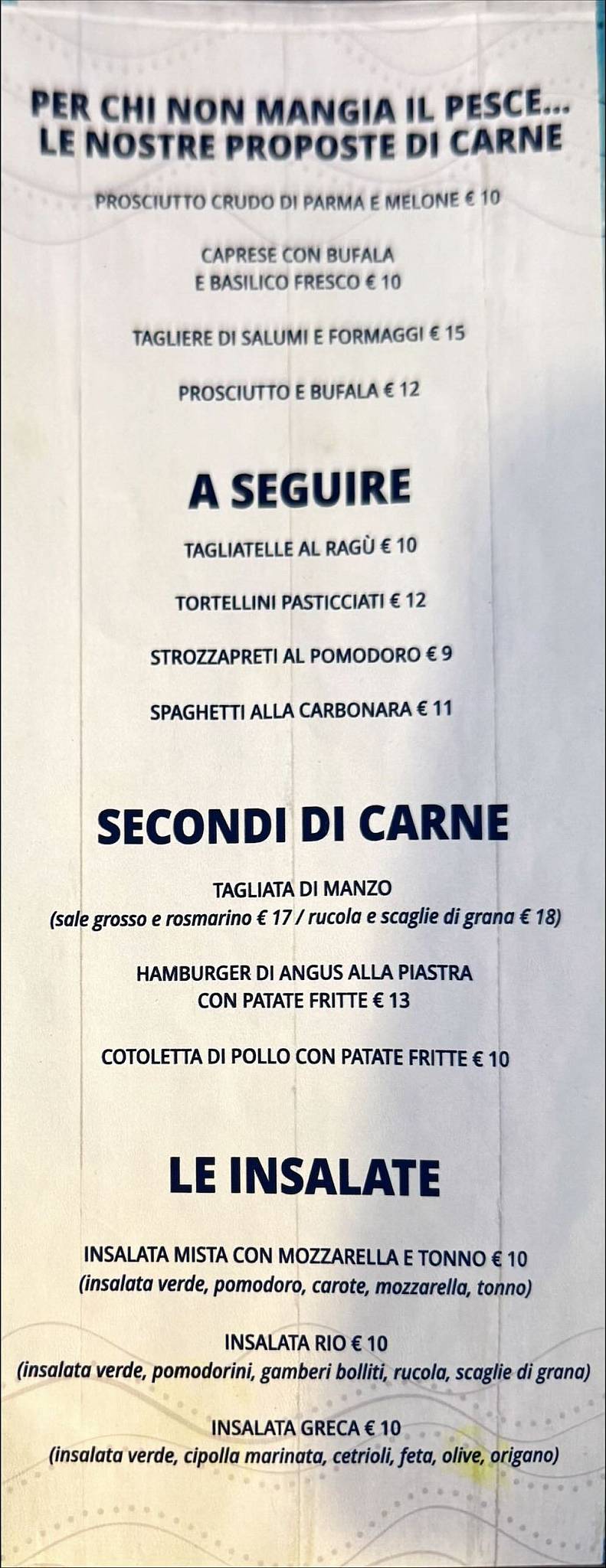 Menu di Ristorante Pizzeria Bar Rio 