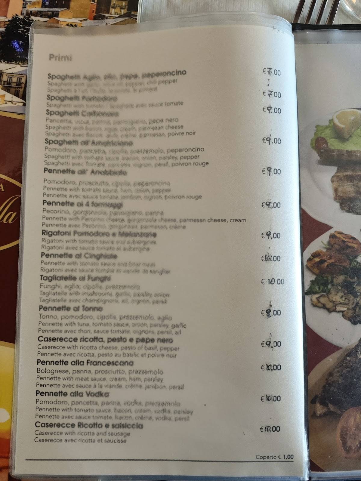 Menu di Ristorante - Pizzeria Bar La Villa 