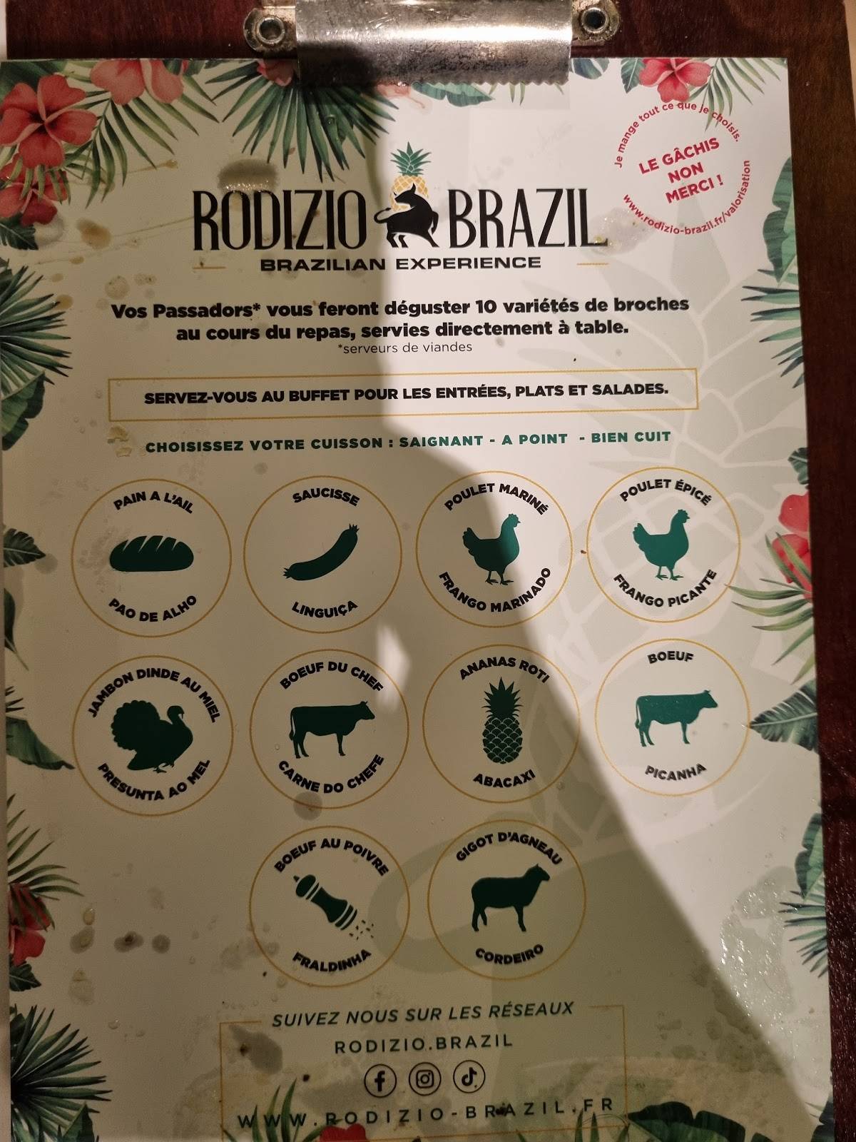 Menu de Rodizio Brazil - Rouen