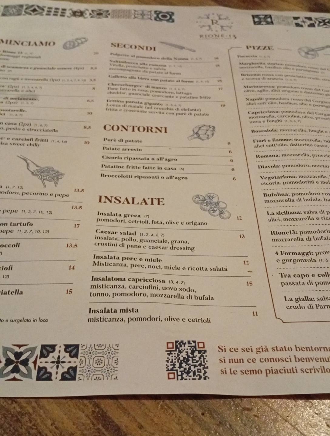 Menu di Rione 13 Ristorante 
