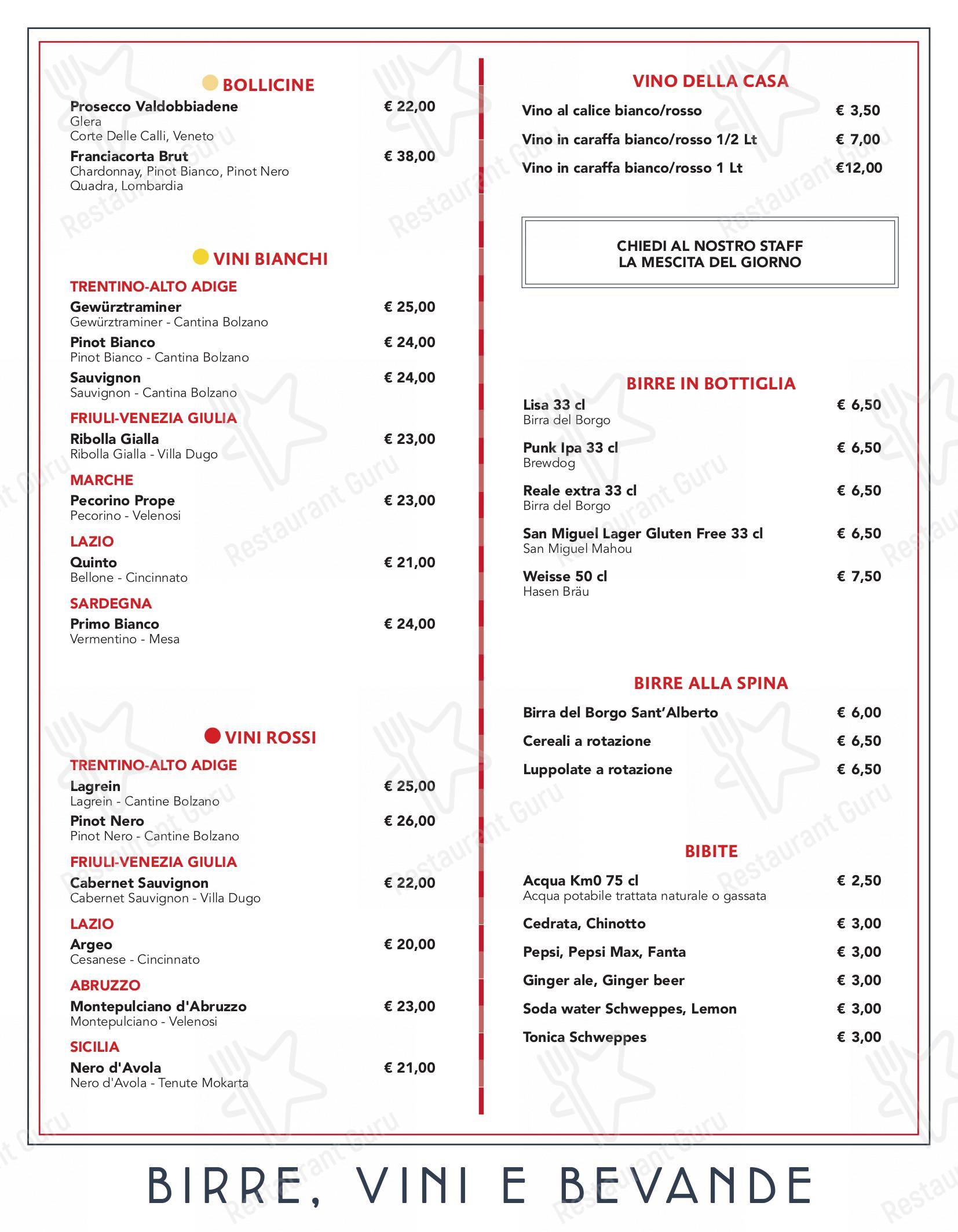 Pizzeria Sant'Alberto in Roma - Menu