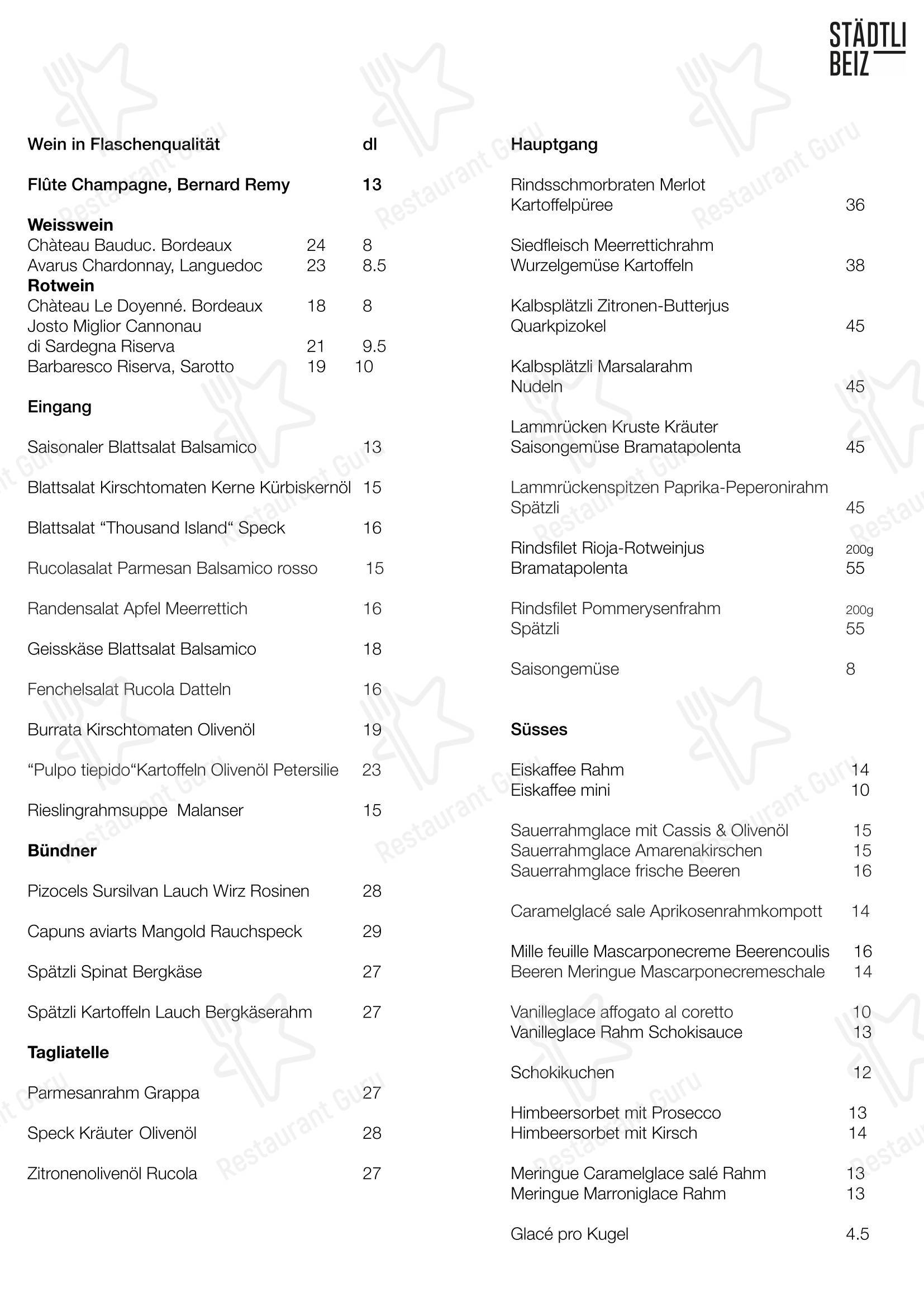 Menu di Städtlibeiz - 菜单