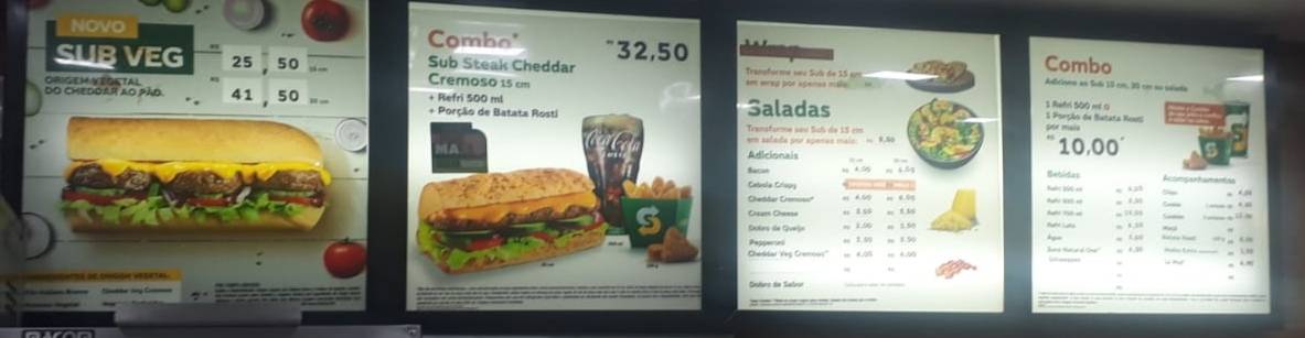 Subway cardápio