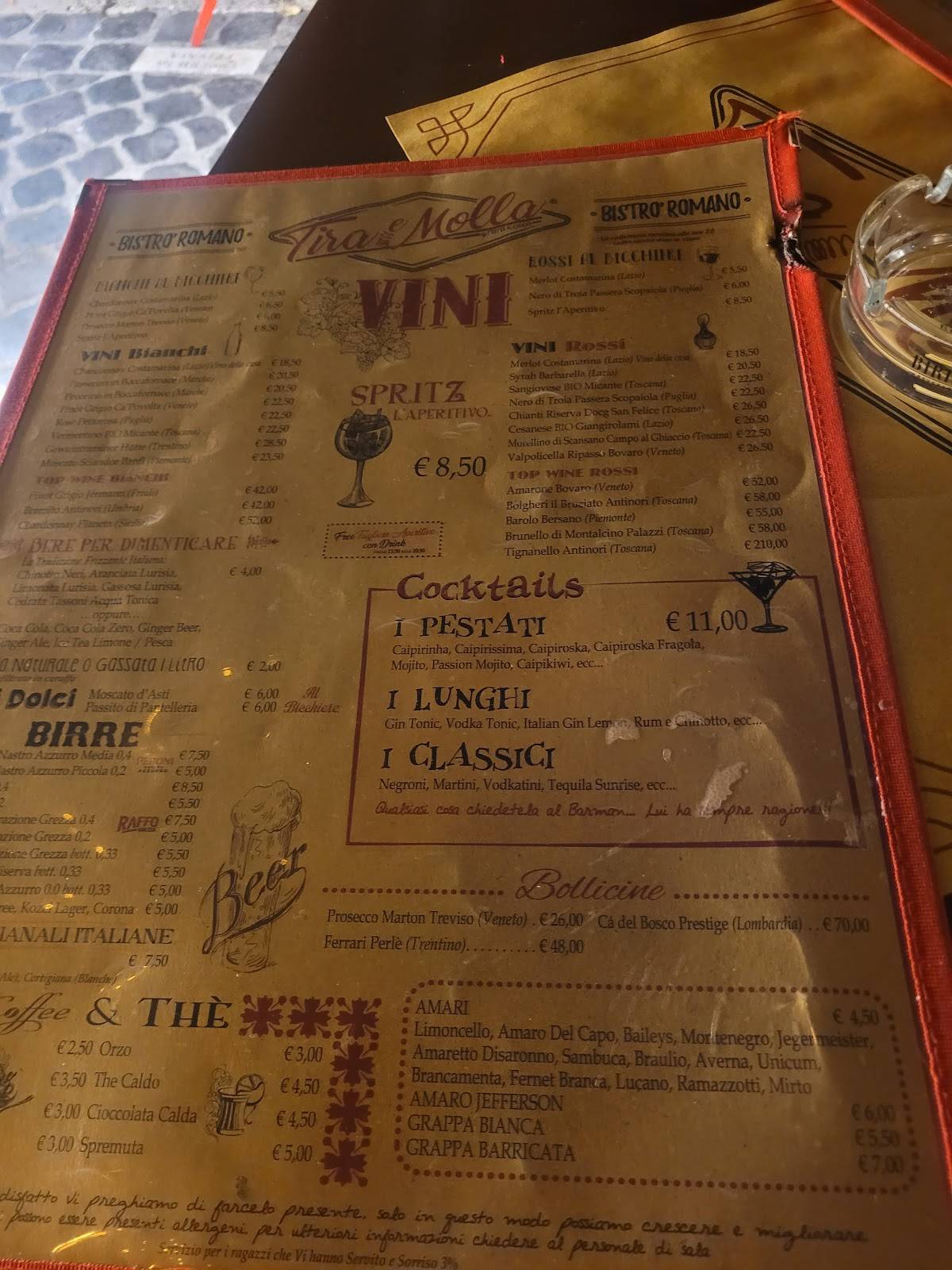 Menu di Tira e Molla Roma 