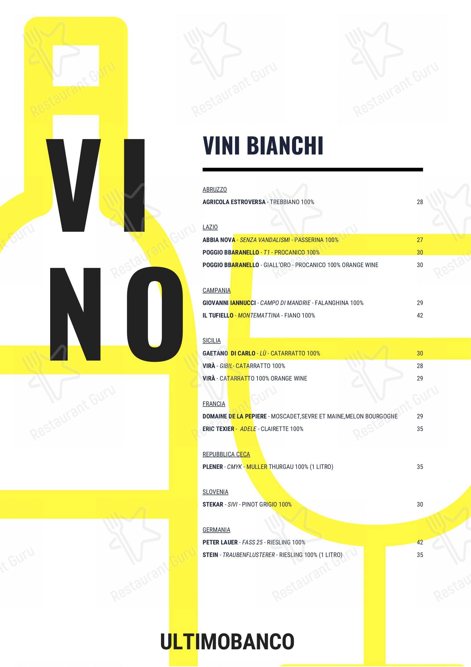 Ultimo banco in Roma - Menu bar