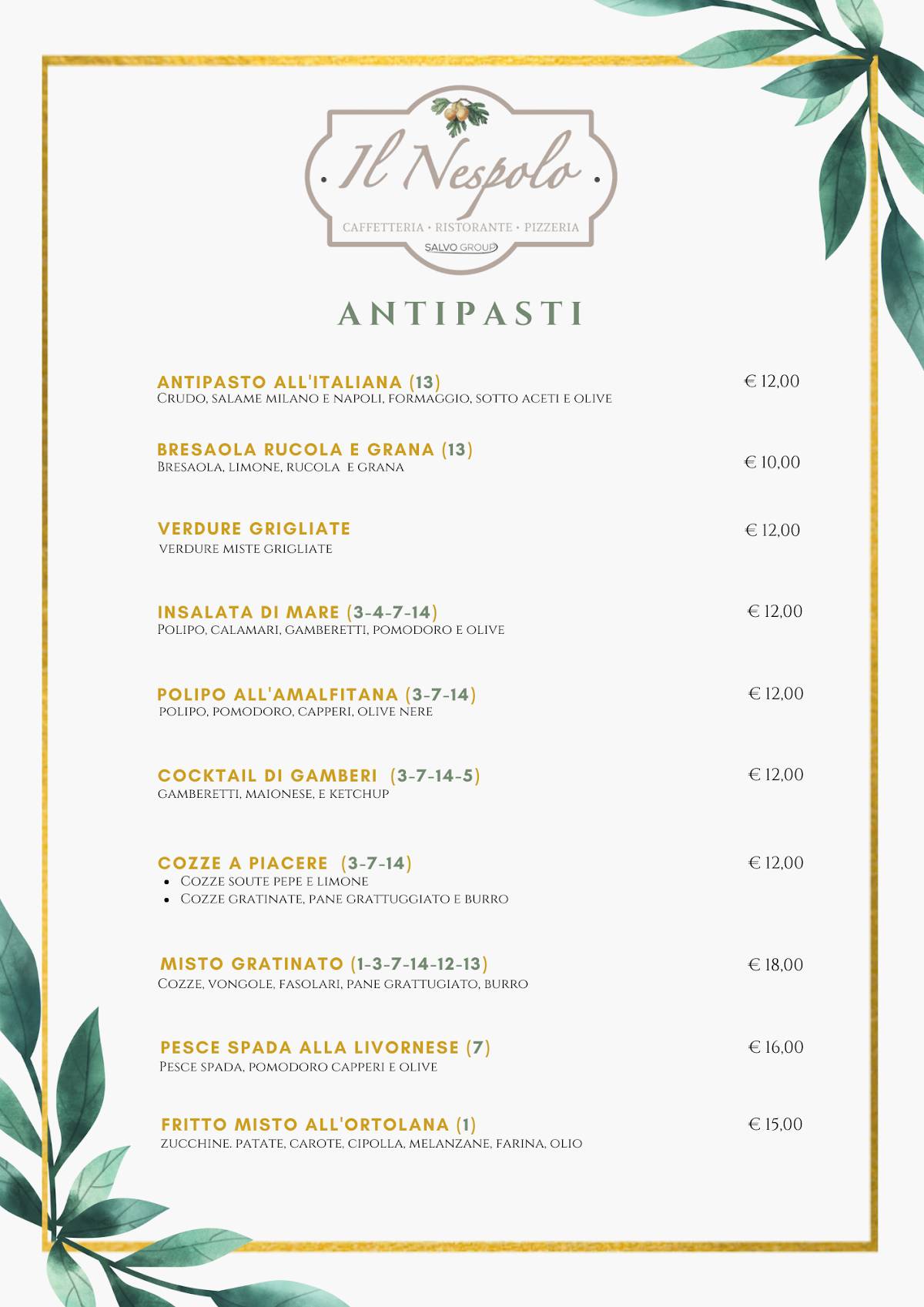 Menu di Ristorante Il Nespolo 