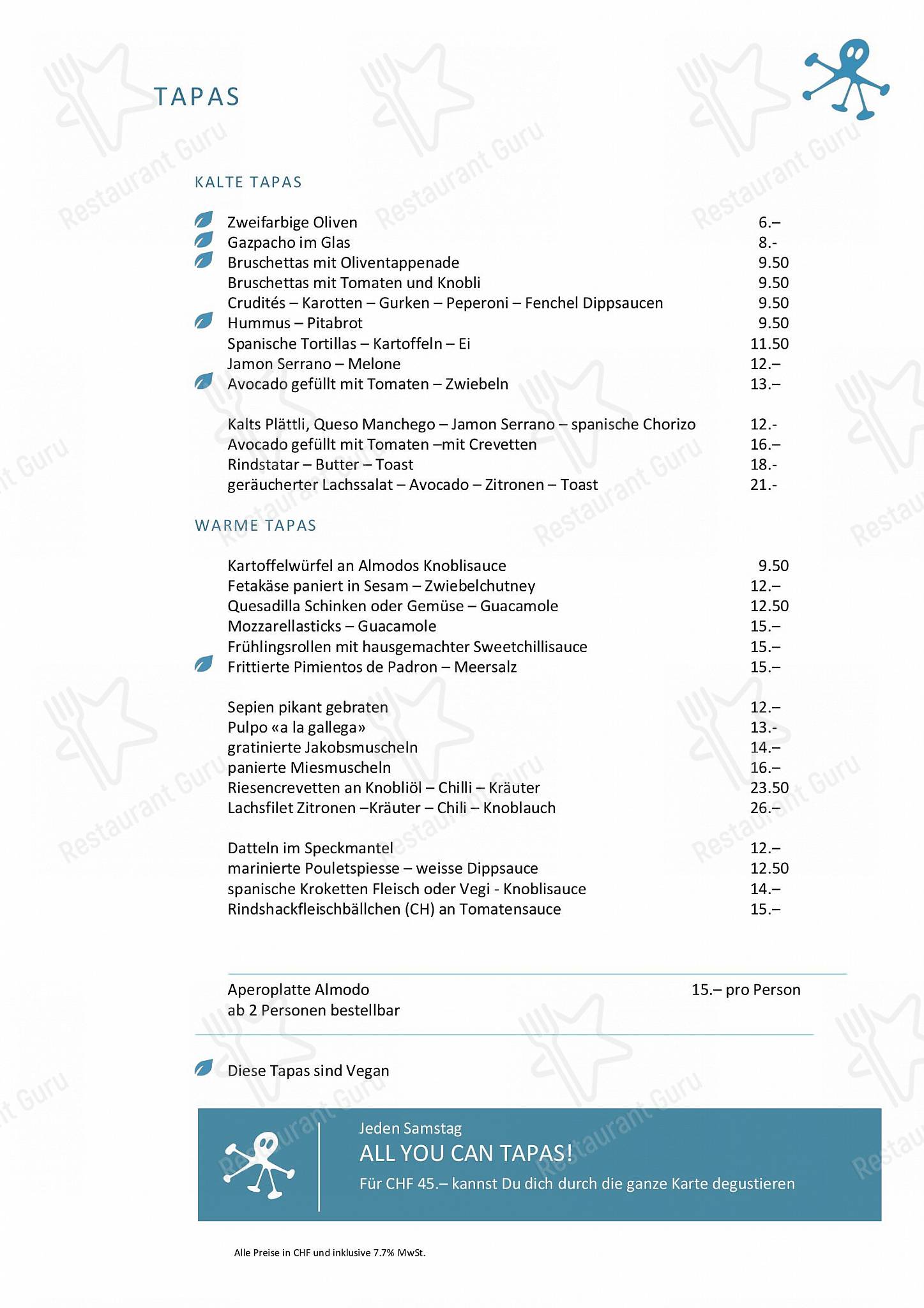 Almodo AG in Baden - Wine Menu