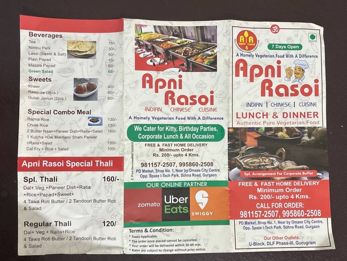 Apni Rasoi menu