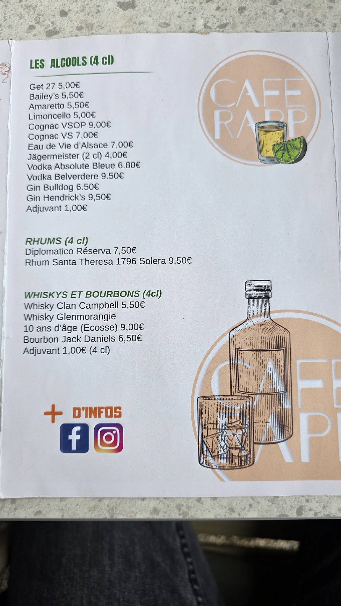 Menu de Café Rapp Colmar