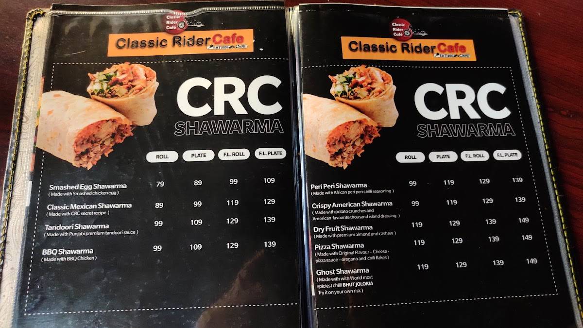 Classic Rider Cafe Kurnool menu