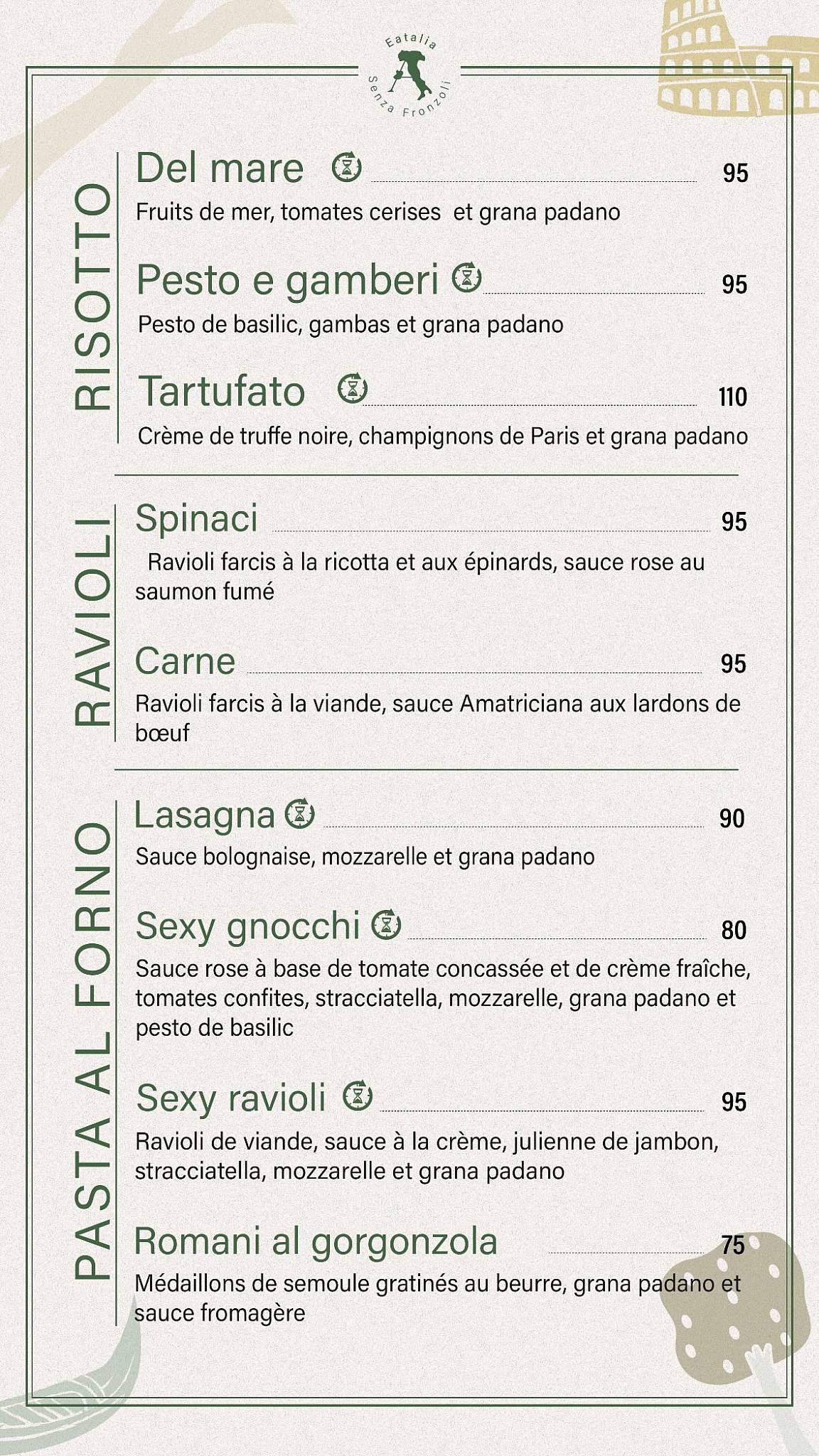 Menu de EATALIA RABAT RESTAURANT ITALIEN