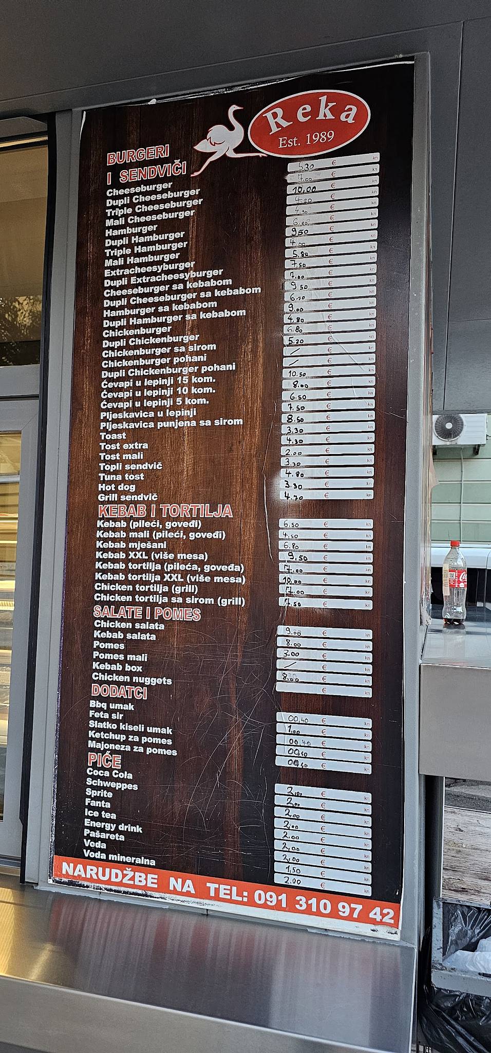 Menu de Fast Food Reka