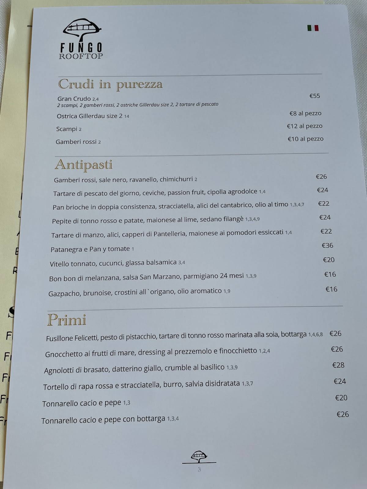 Menu di Fungo Rooftop 