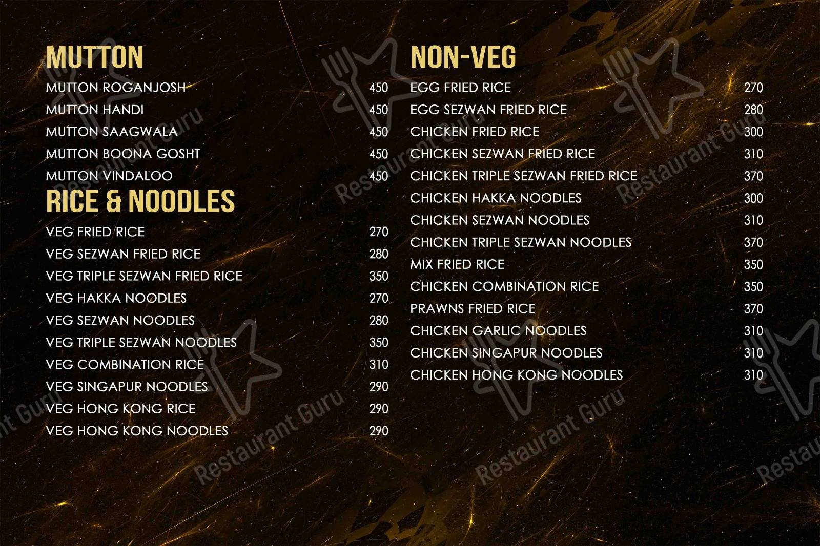 GAGAN THE ROOFTOP BY RANJITHA PALACE menu - meals and drinks