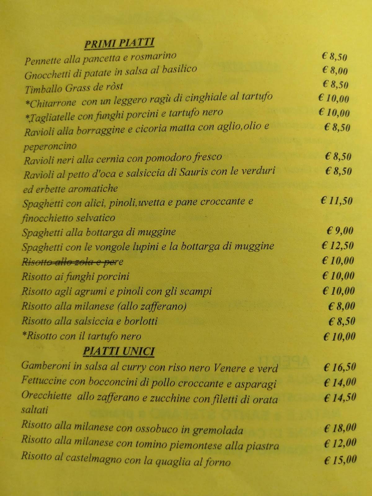 Menu di Grass de Rost 