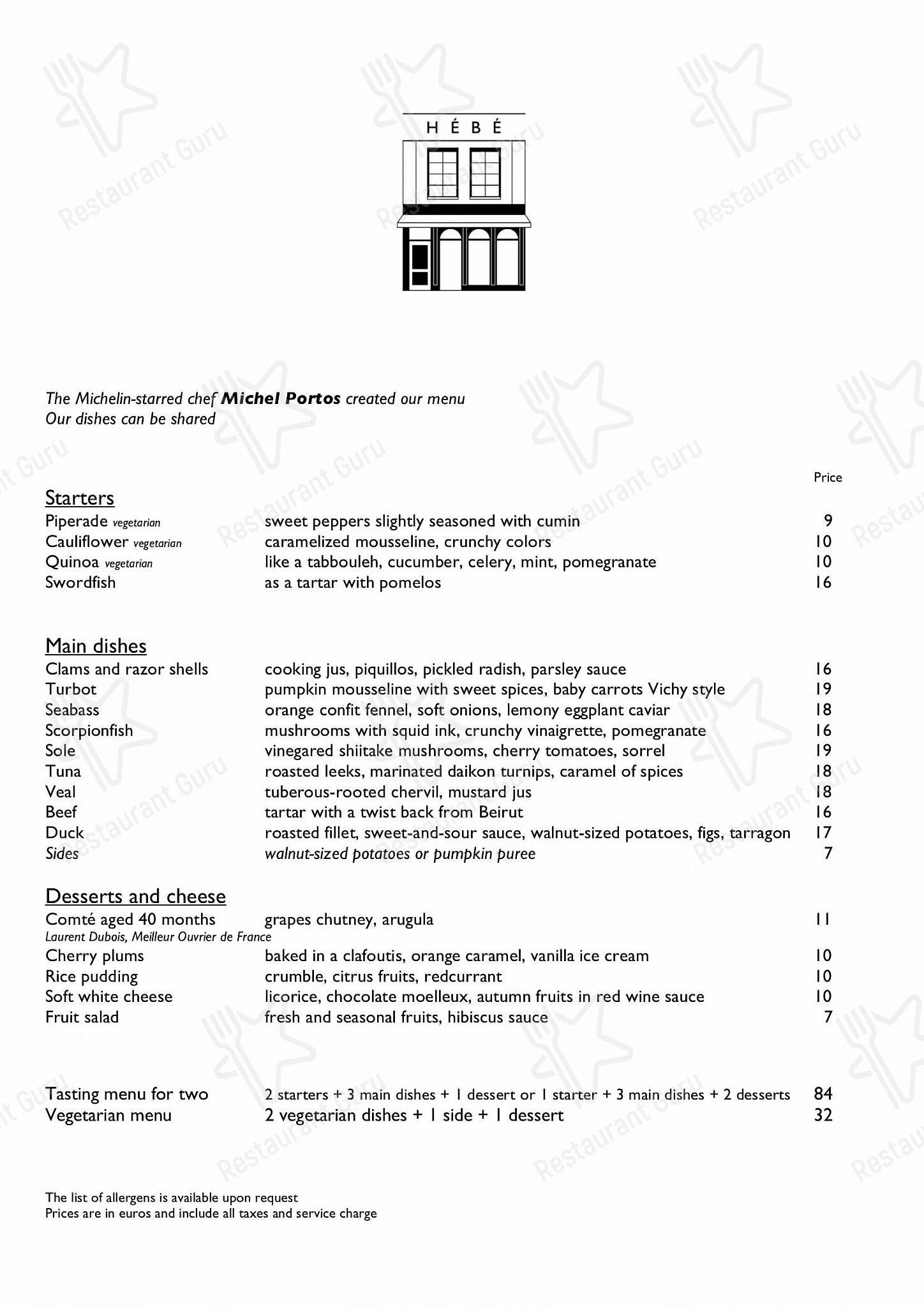 HEBE restaurant - Paris dans Paris - Day menu