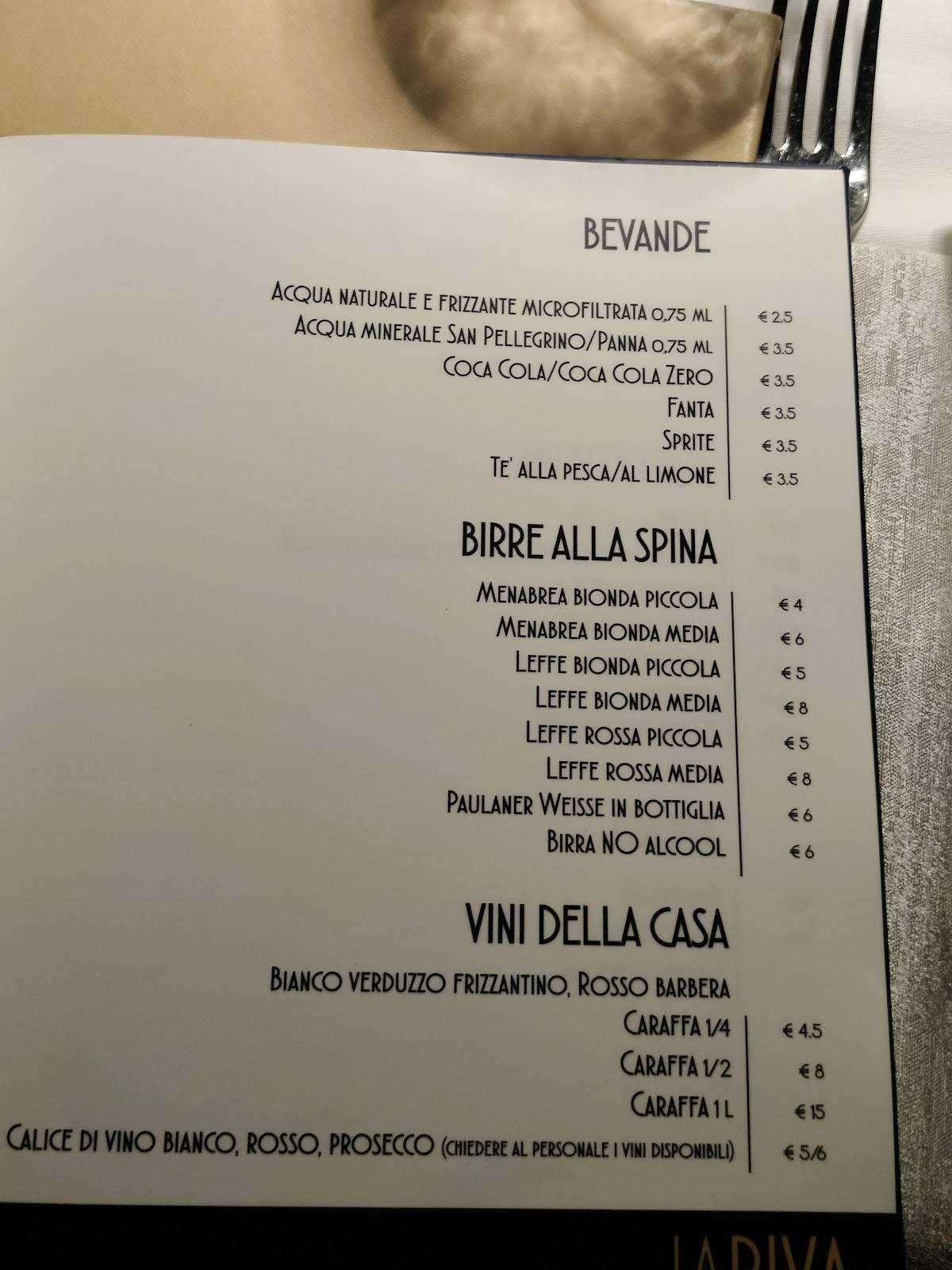 Menu di La Riva 