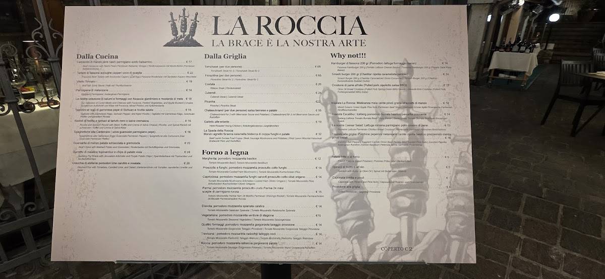 Menu di La Roccia 