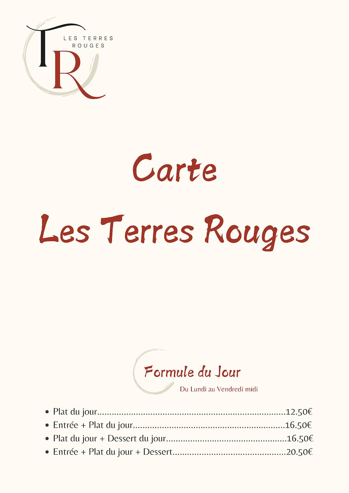 Menu de Les Terres Rouges