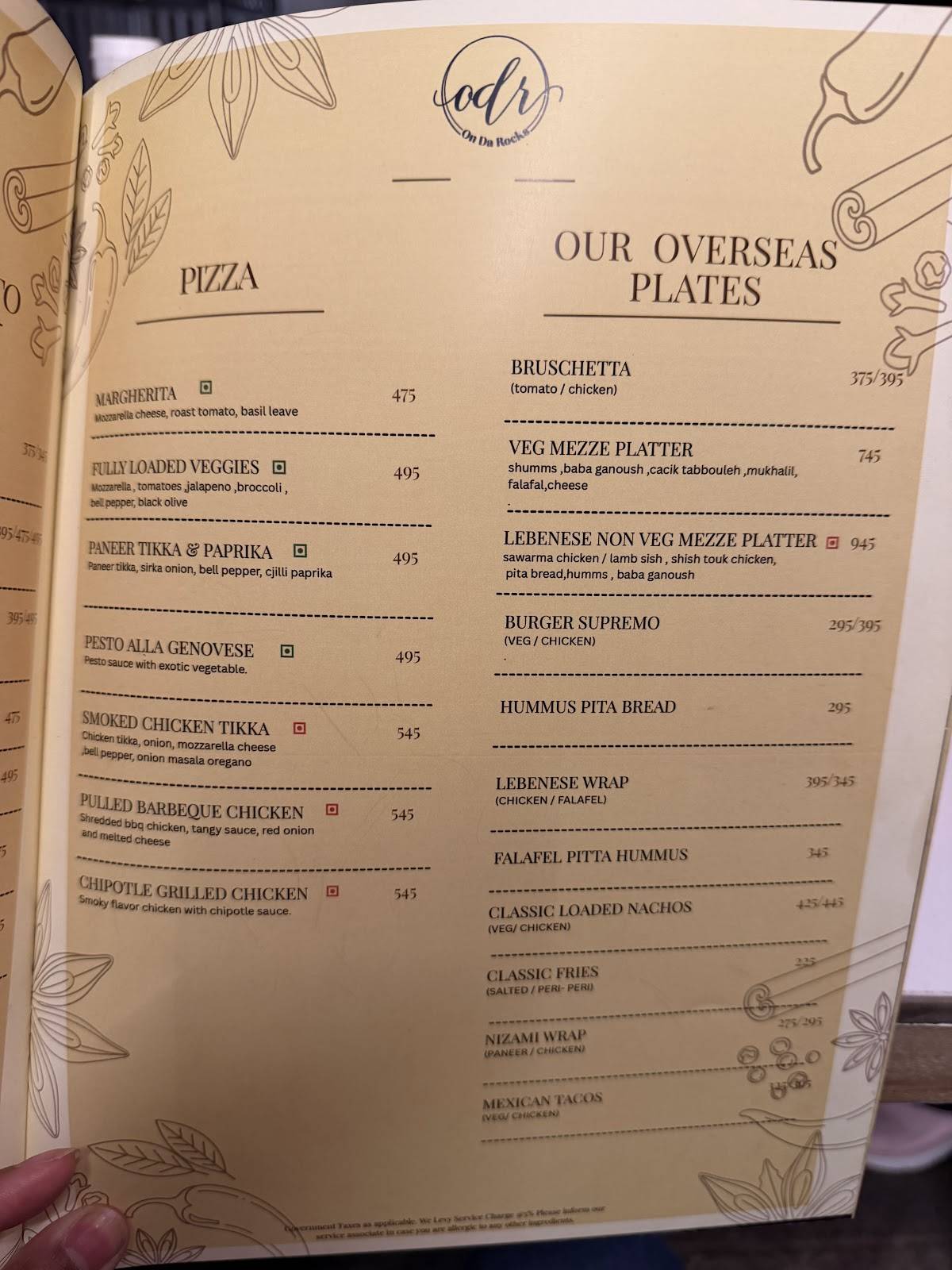 ODR - On Da Rocks menu