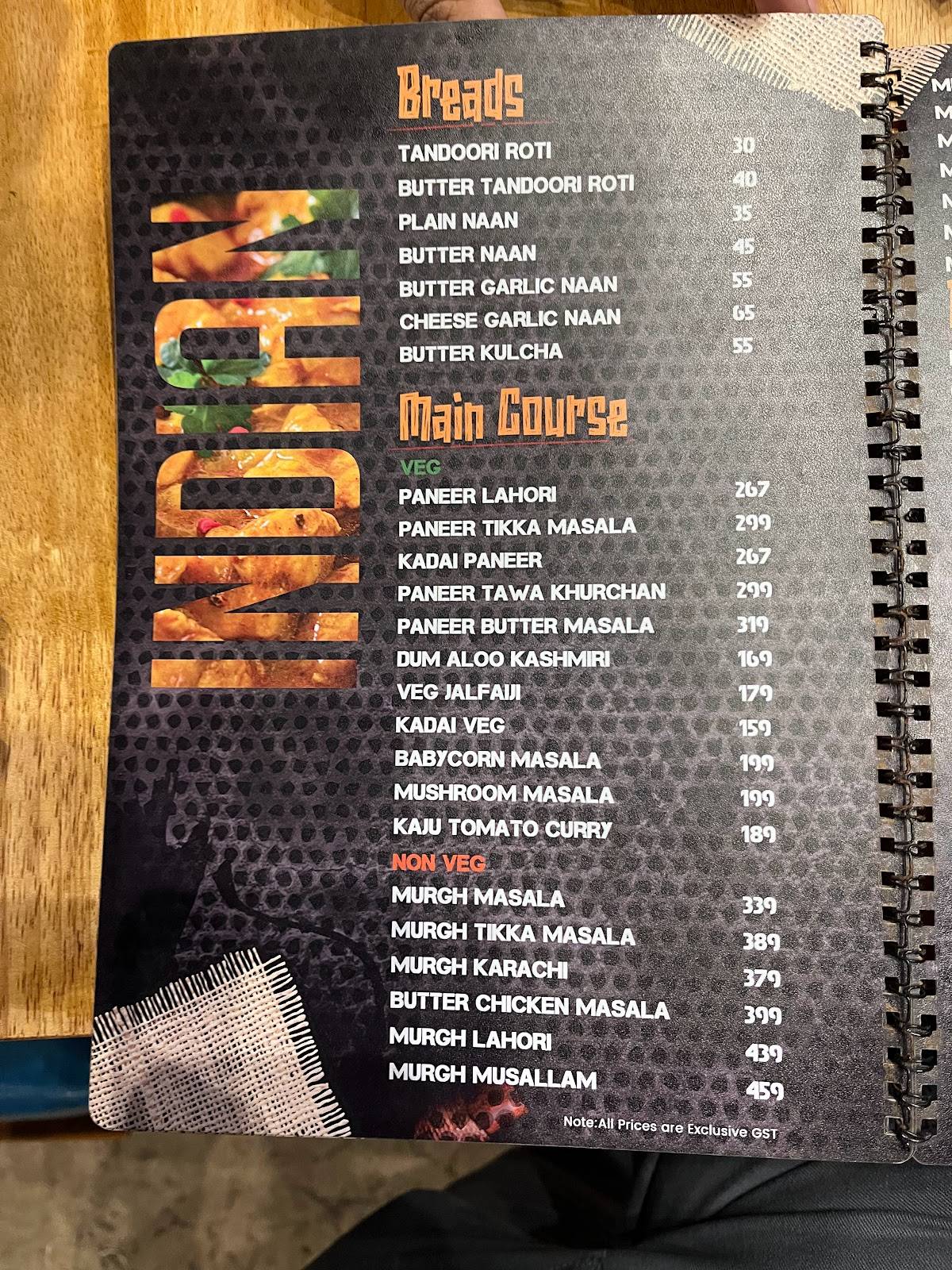 On The Rocks menu
