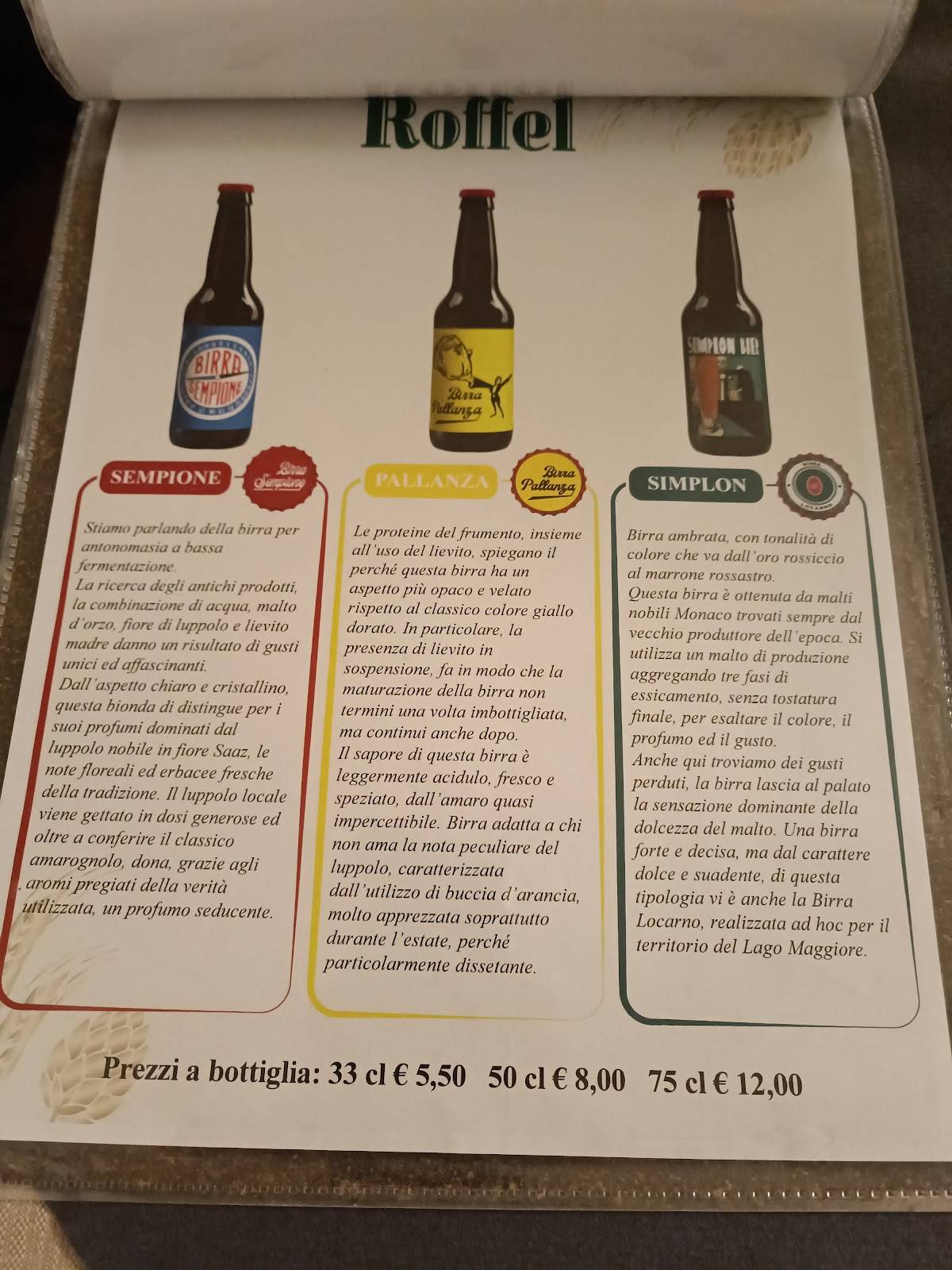 Menu di Pizzeria Ristorante Roffel 