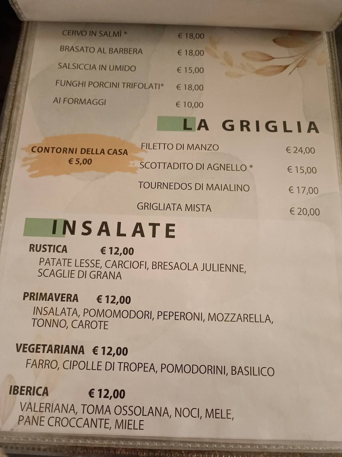 Menu di Pizzeria Ristorante Roffel 