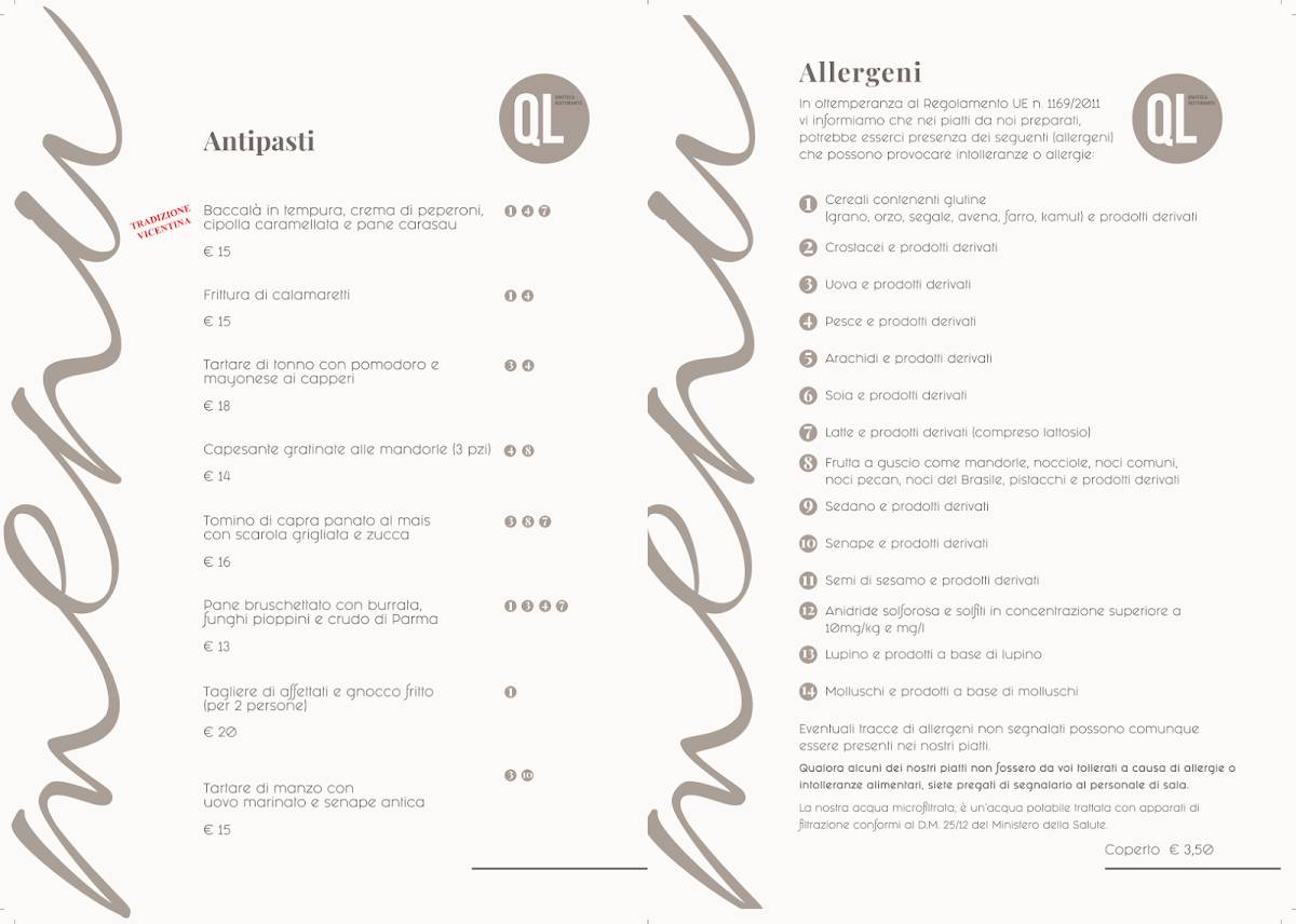 Menu di QL Ristorante Enoteca 