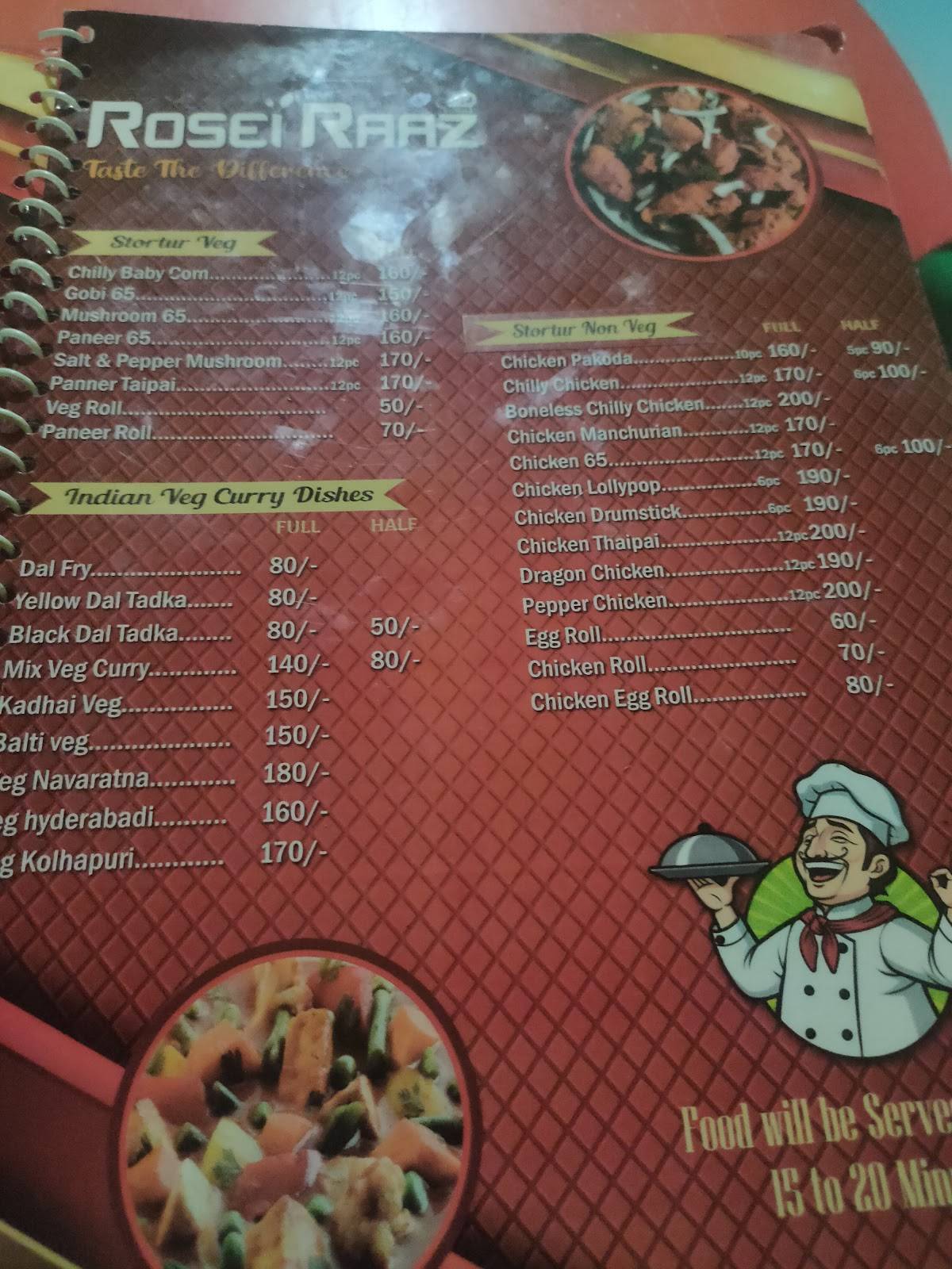 ROSEI RAAZ menu