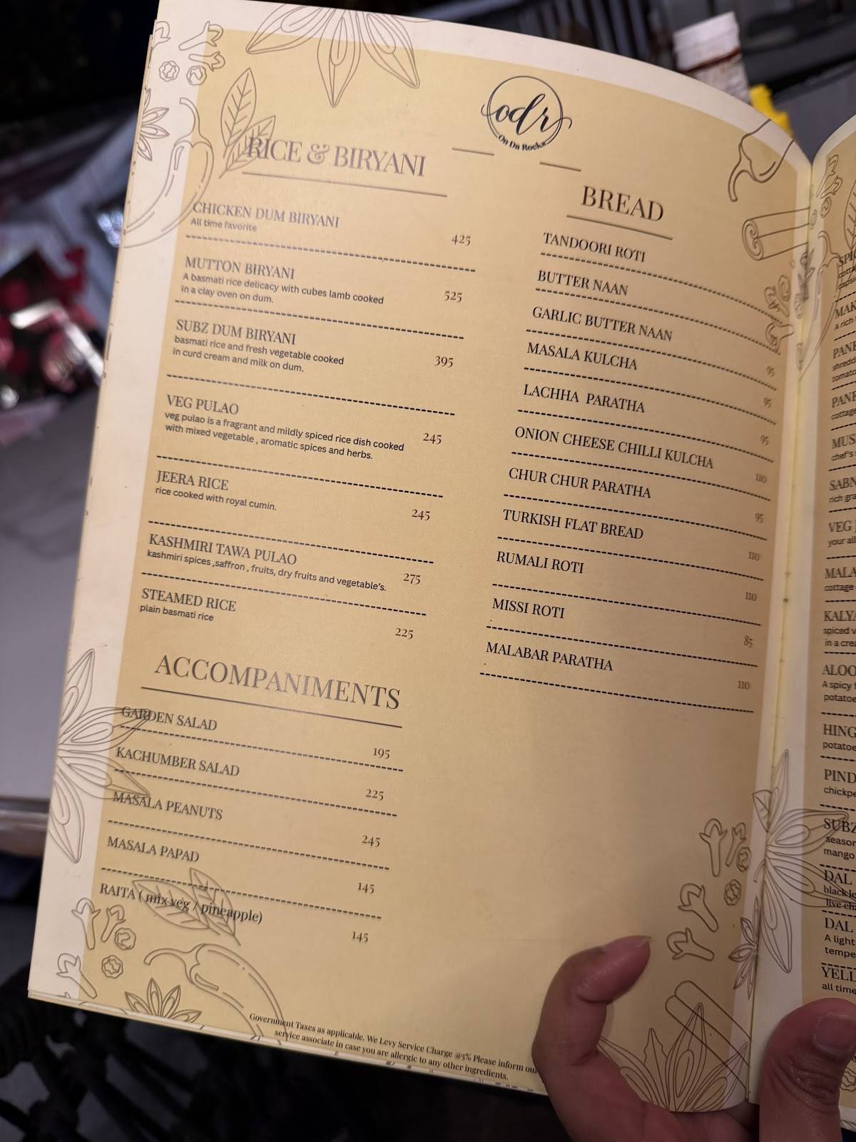 ODR - On Da Rocks menu