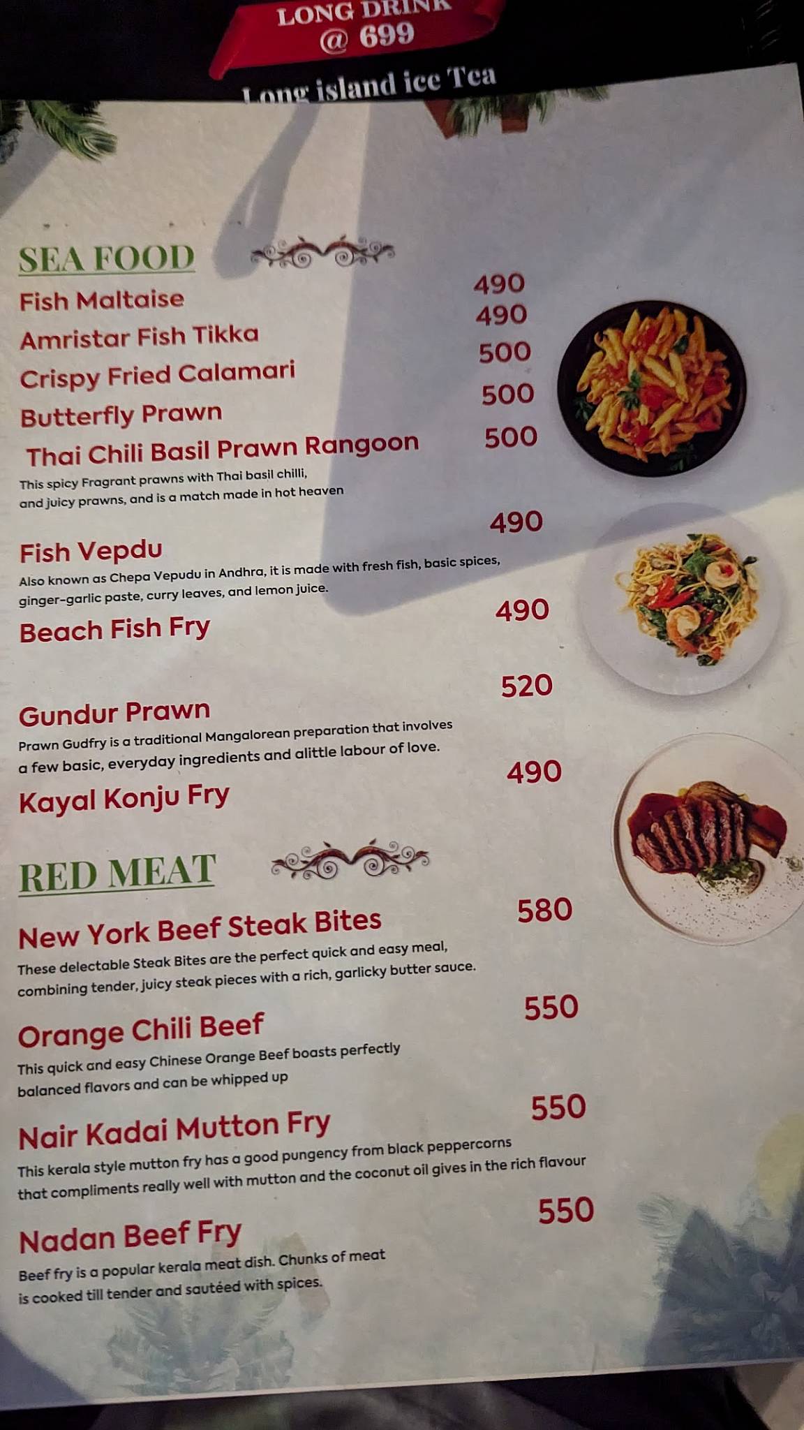 Hotel Ajantha Sea View menu