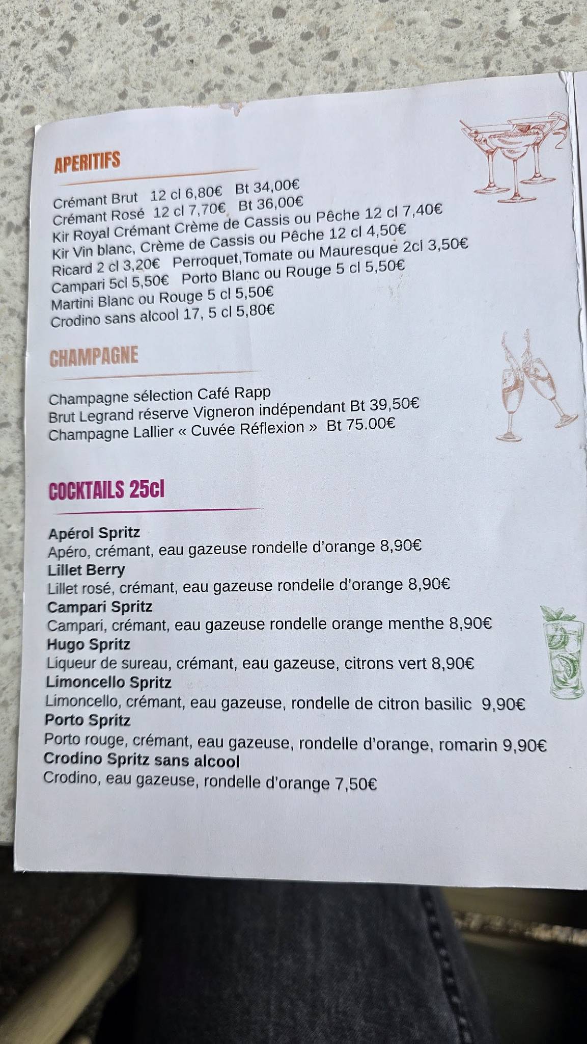 Menu de Café Rapp Colmar