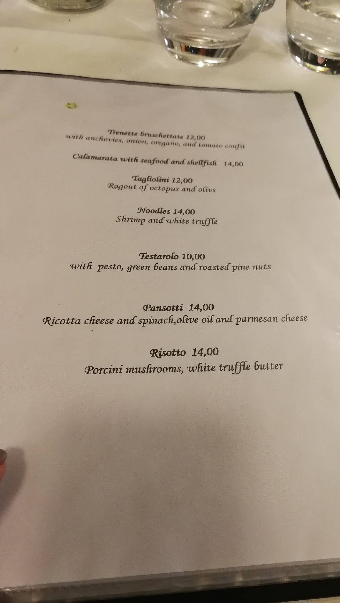 Menu di Ristorante Ripa del Sole Riomaggiore 