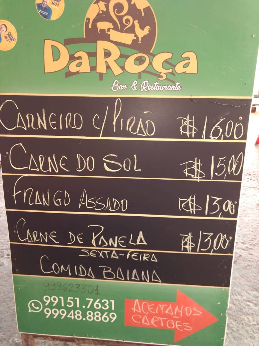 Restaurante Da Roça cardápio