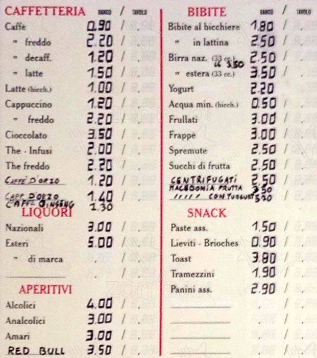 Menu di Rinelli 