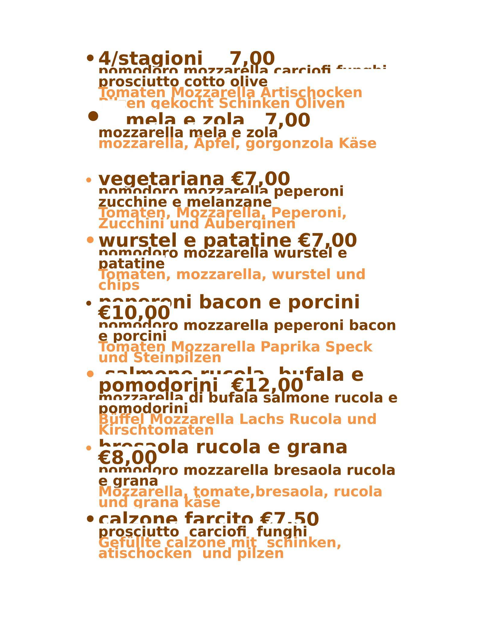 Menu di Ristorante AVAV 