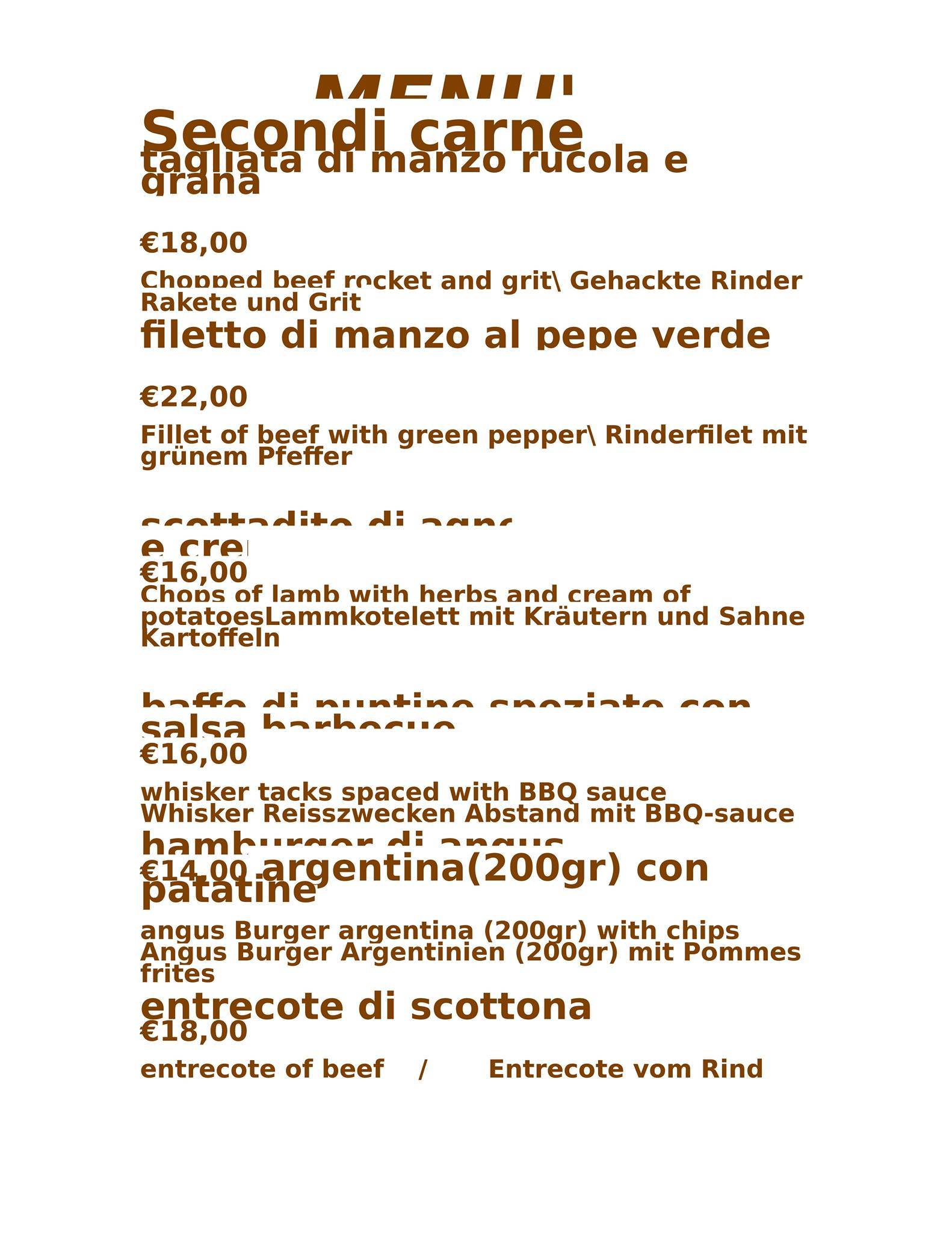 Menu di Ristorante AVAV 