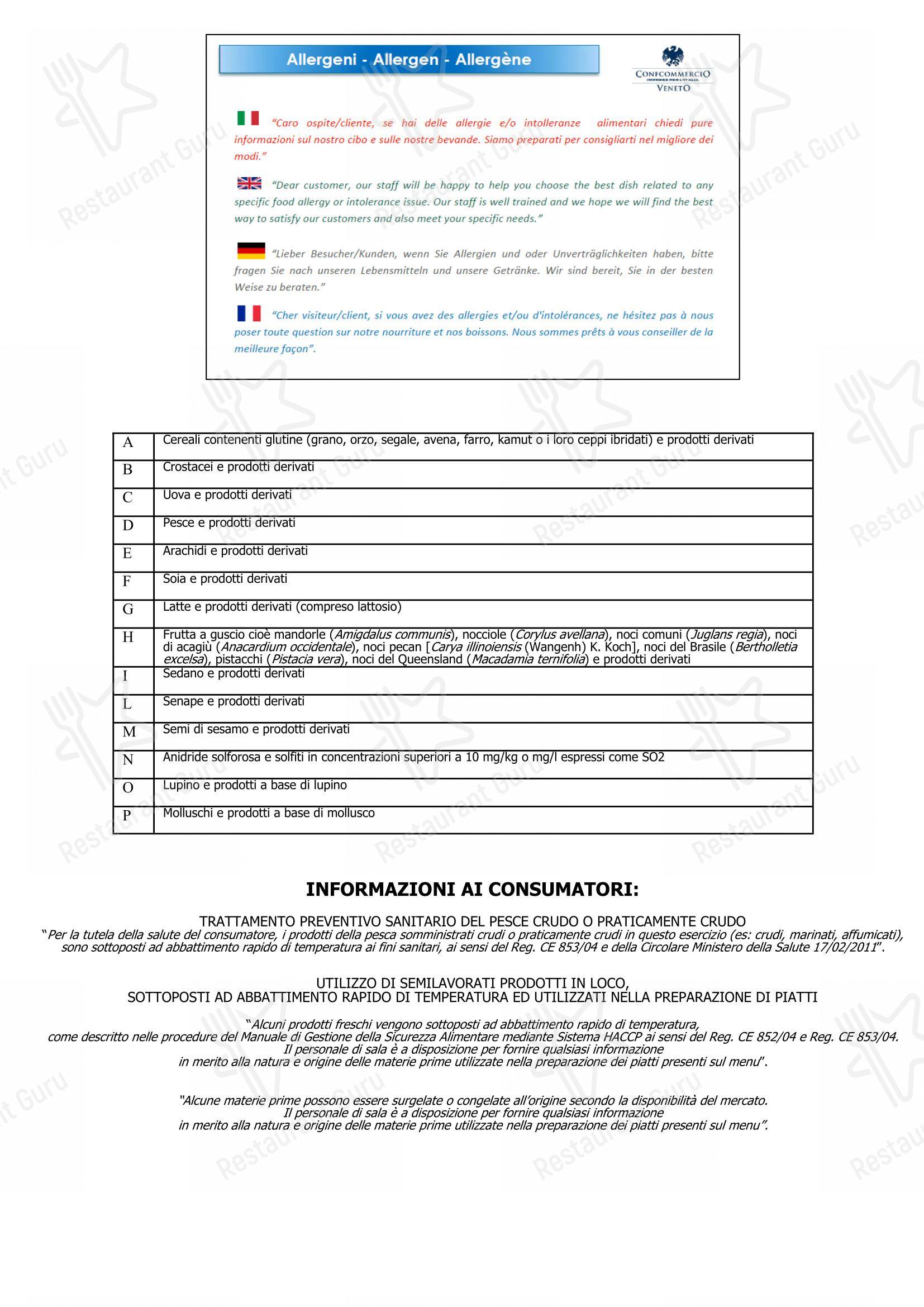 Menu bar per Ristorante Al Castello ristorante