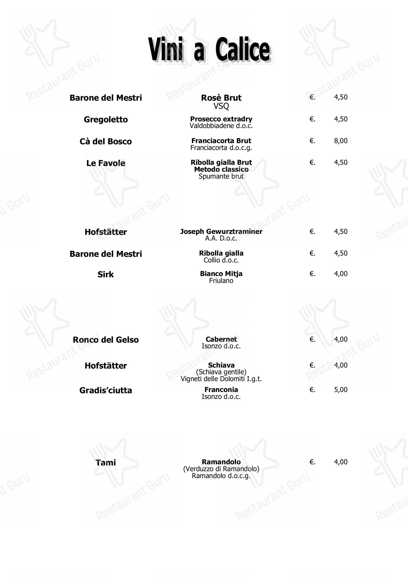 Menu di Ristorante Al Castello - 菜单