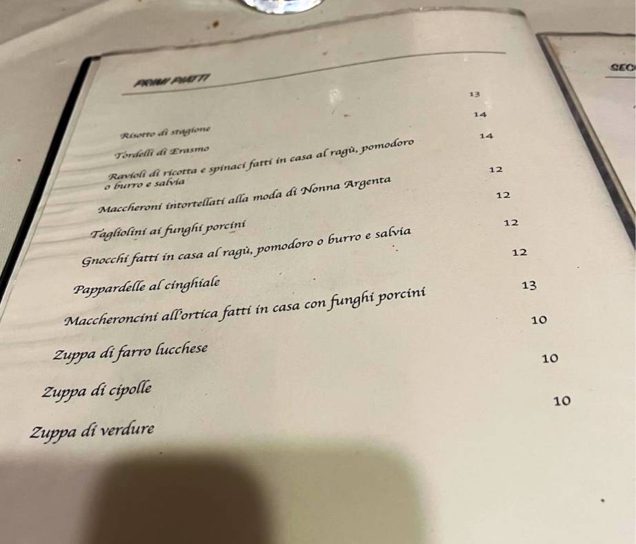Menu di Ristorante Erasmo 