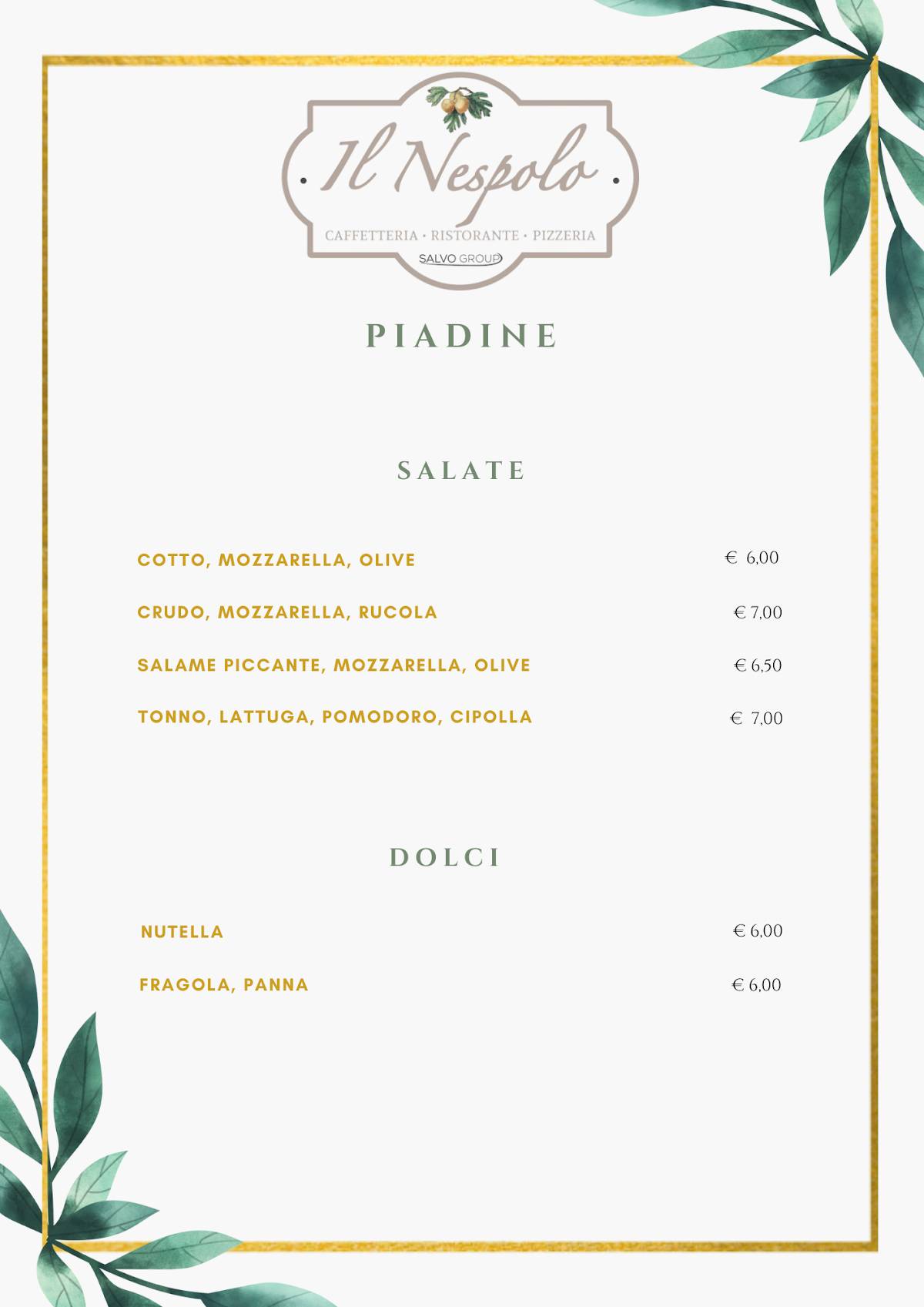 Menu di Ristorante Il Nespolo 