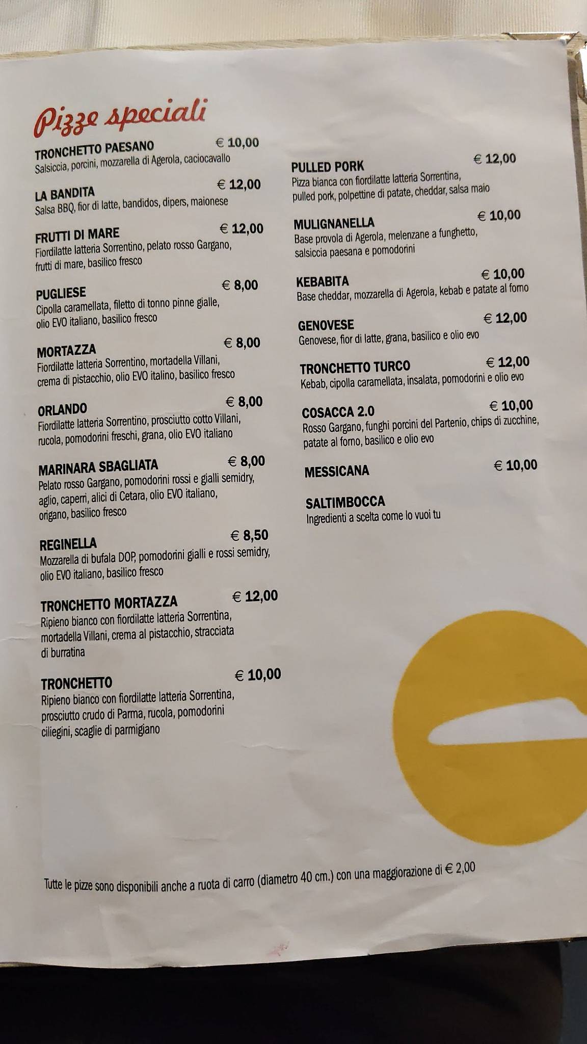 Menu di Ristorante Orlando 