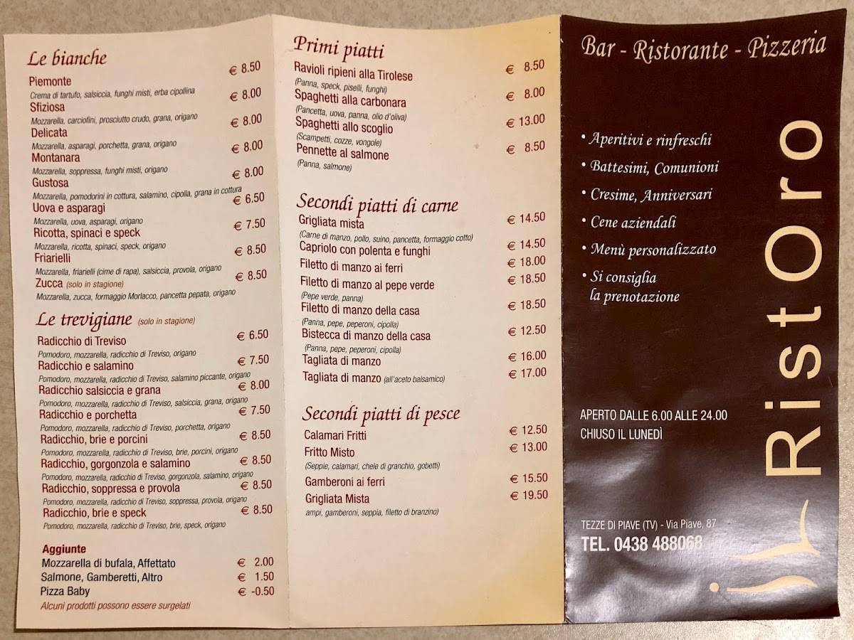 Menu di Ristorante Pizzeria Il Ristoro 