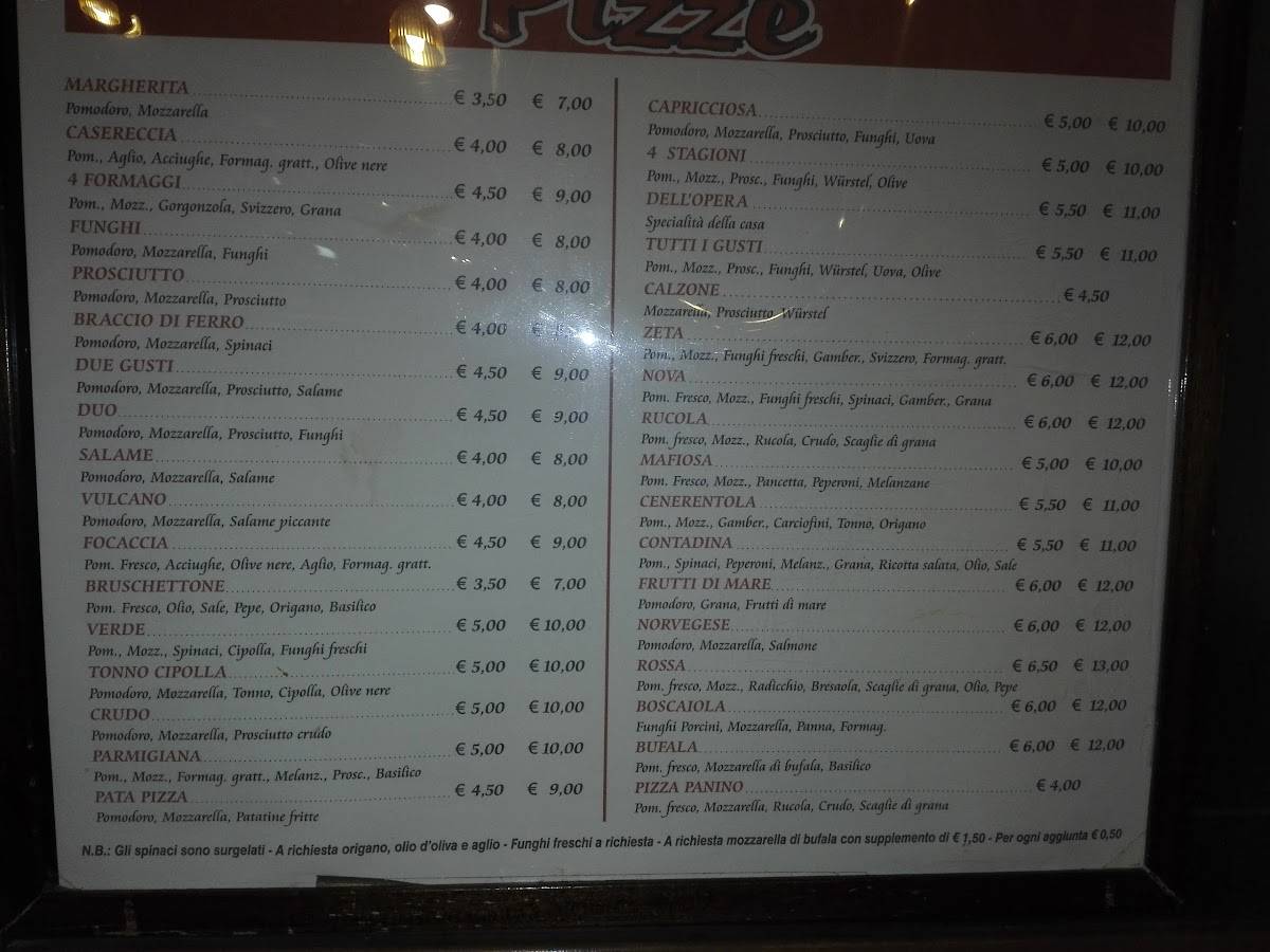 Menu di Ristorante Pizzeria L'opera 