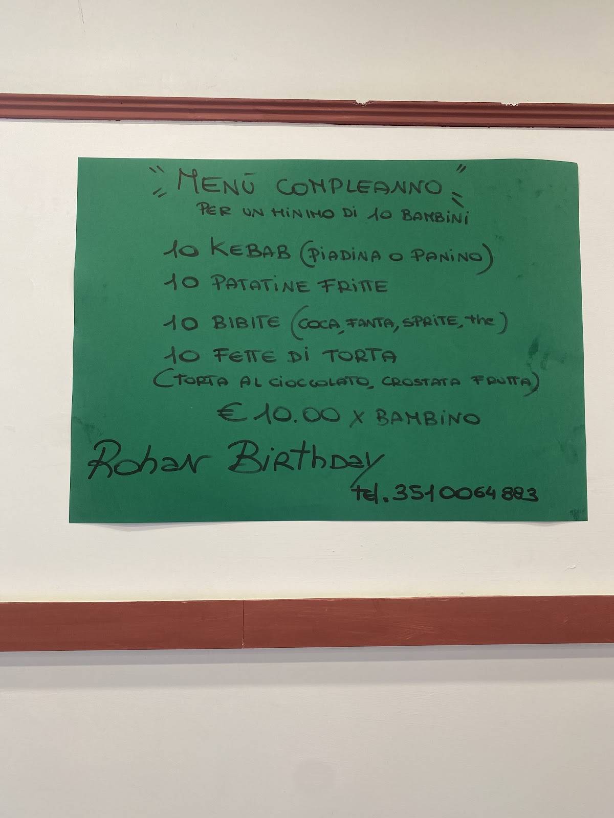 Menu di Rohaan pizza e kebab 