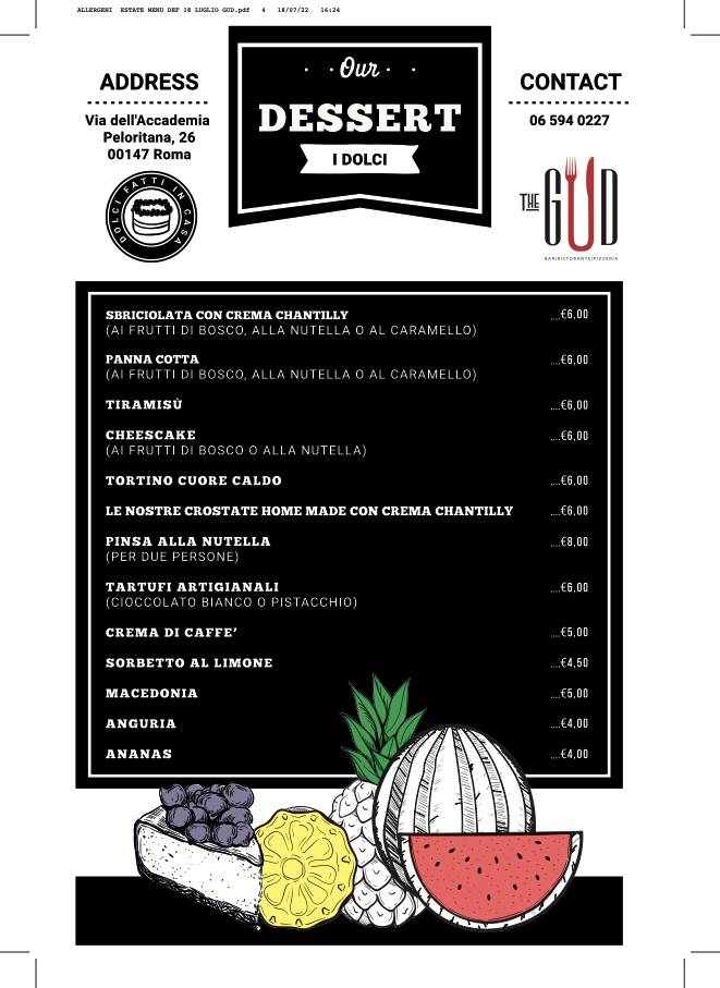 Menu di Ristorante The Gud 